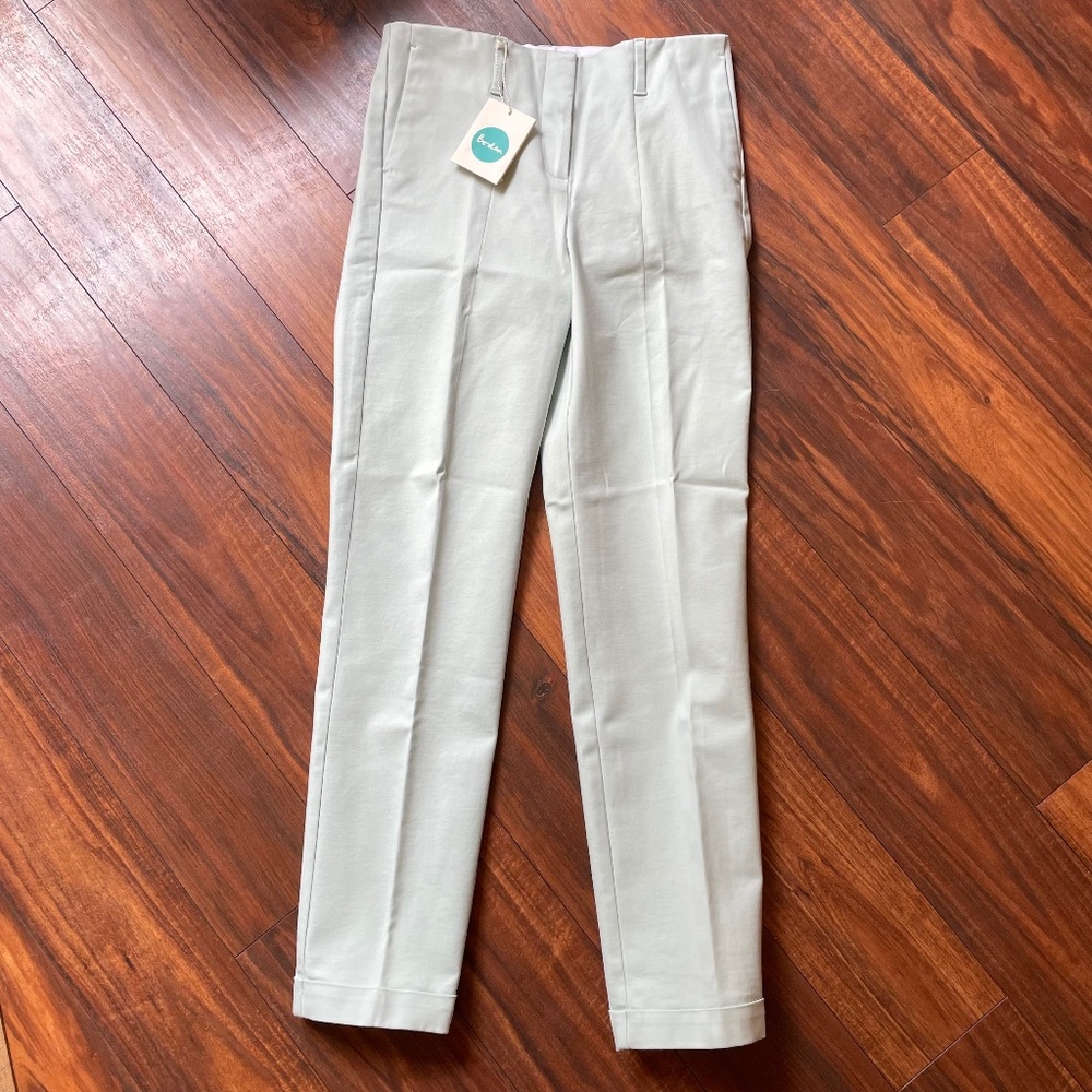 Boden Chelsea Turn Up Stretch Slim Straight Trouser Pants Mint Green